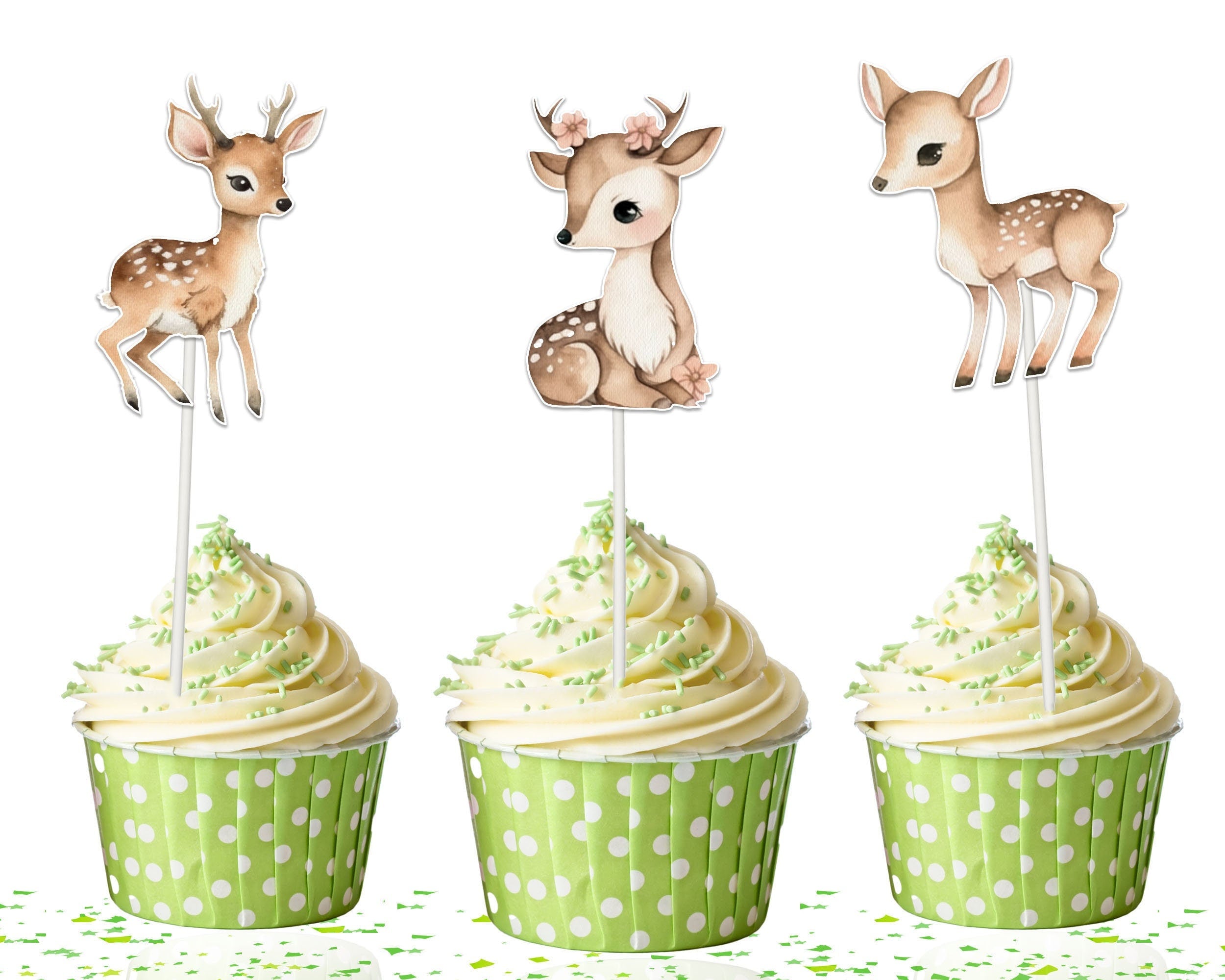 Enchanted Forest Deer Cupcake Toppers - A Whimsical Touch for Your Woodland Gatherings