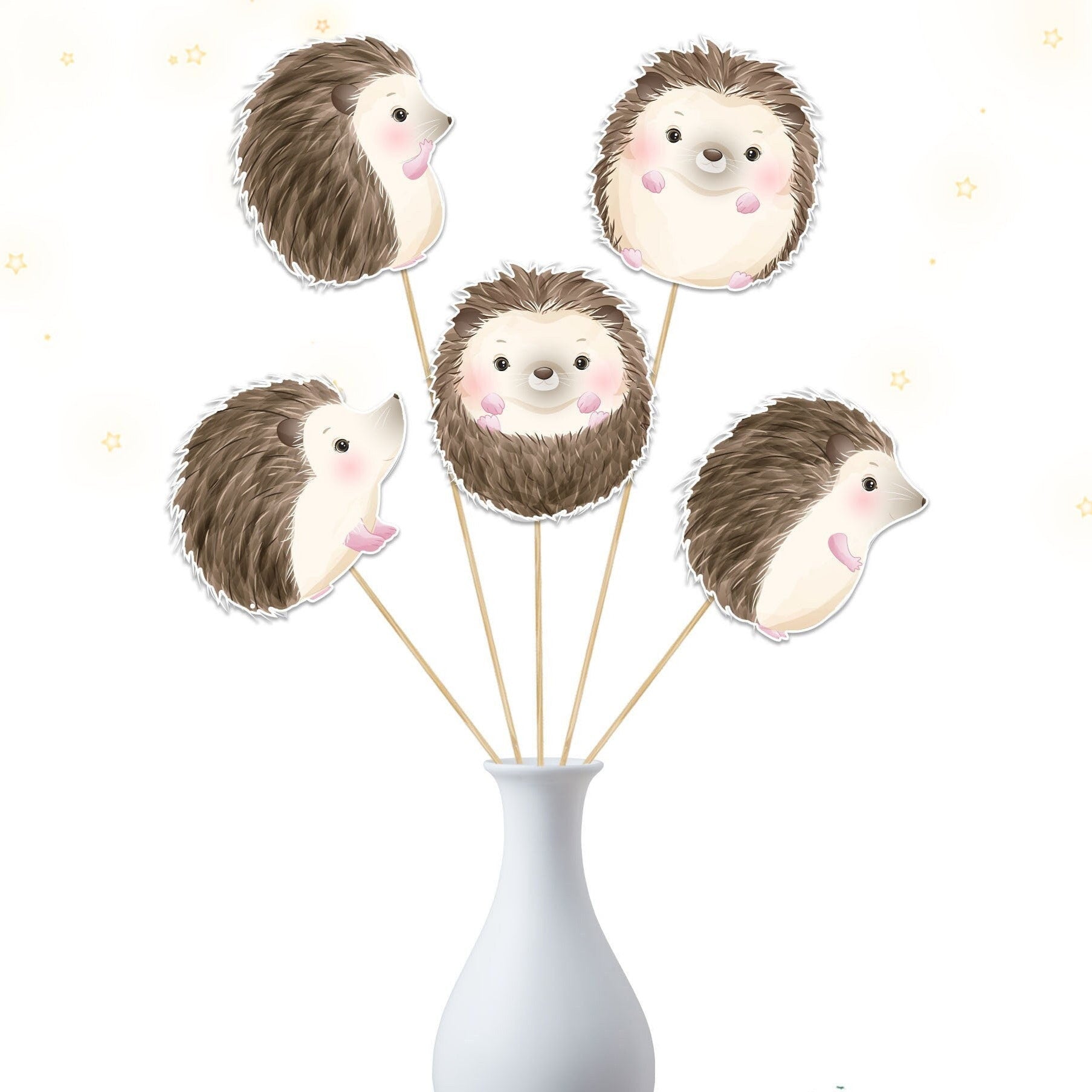 Set of 5 Hedgehog Centerpieces – Ideal for Baby Showers and Birthday Parties