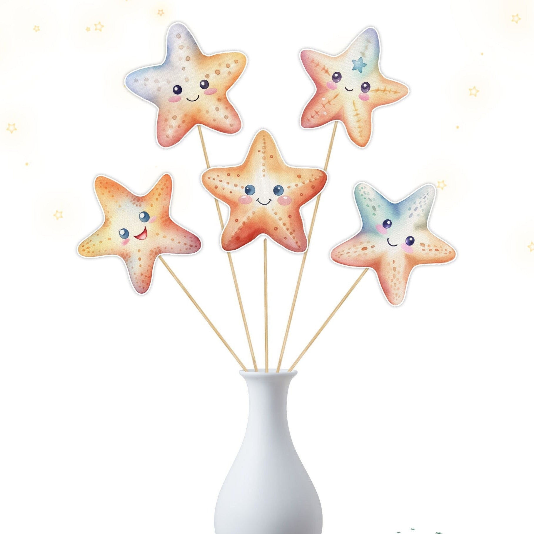 Set of 5 Starfish Centerpieces – Perfect for Baby Showers and Birthday Celebrations