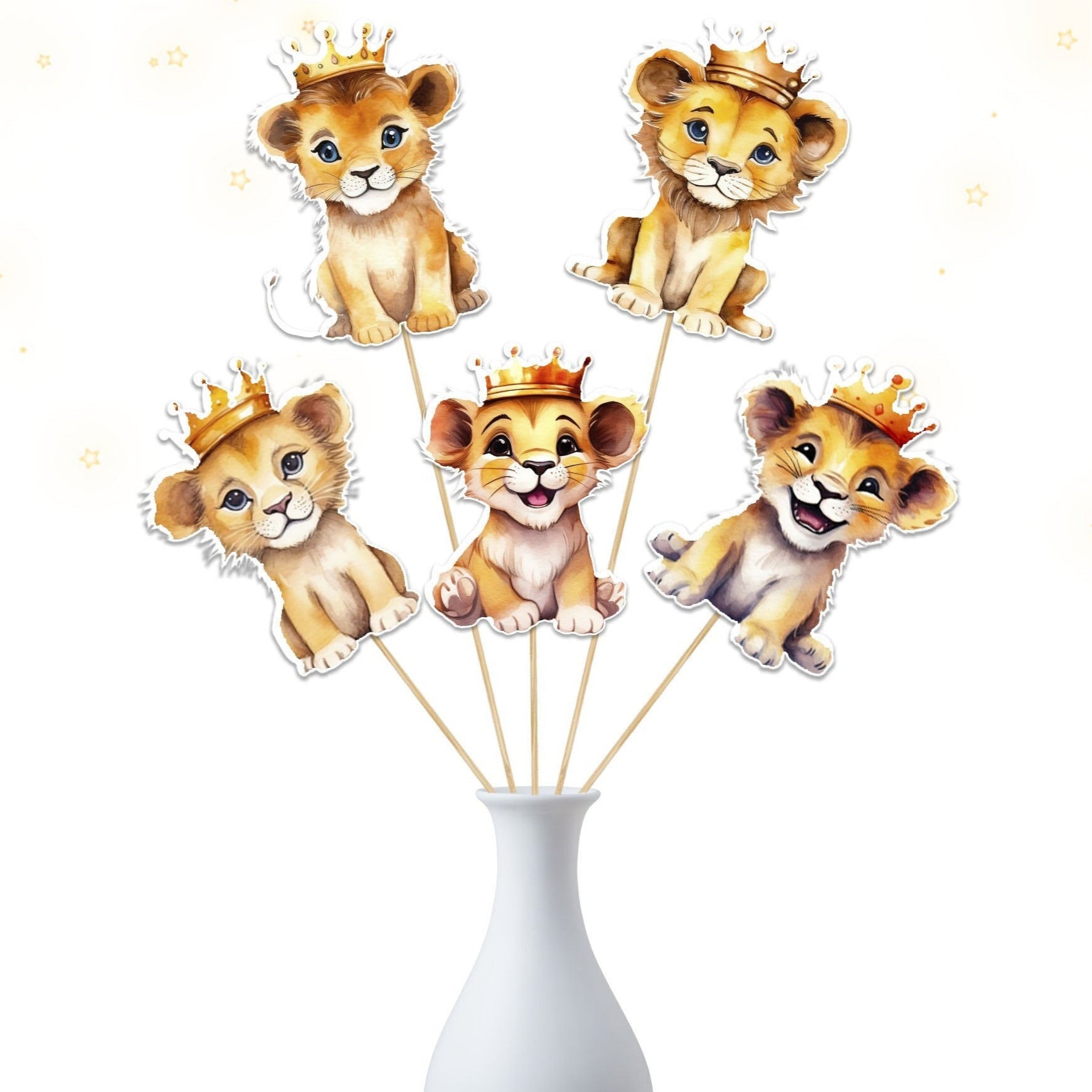 5-Piece Lion Centerpiece  - Perfect for Birthday and Baby Shower Decorations