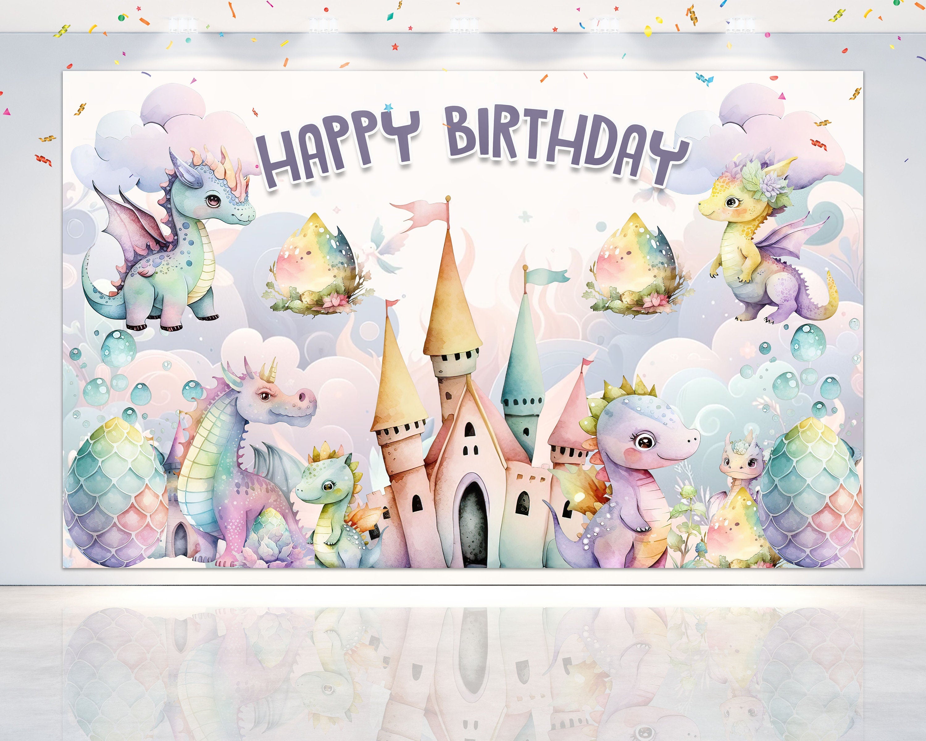 Enchanted Dragon" Happy Birthday Backdrop