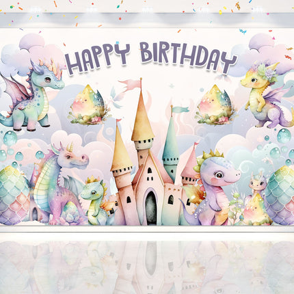 Enchanted Dragon" Happy Birthday Backdrop
