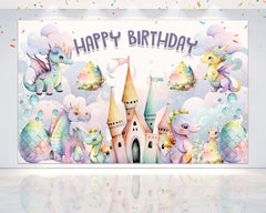 Enchanted Dragon" Happy Birthday Backdrop