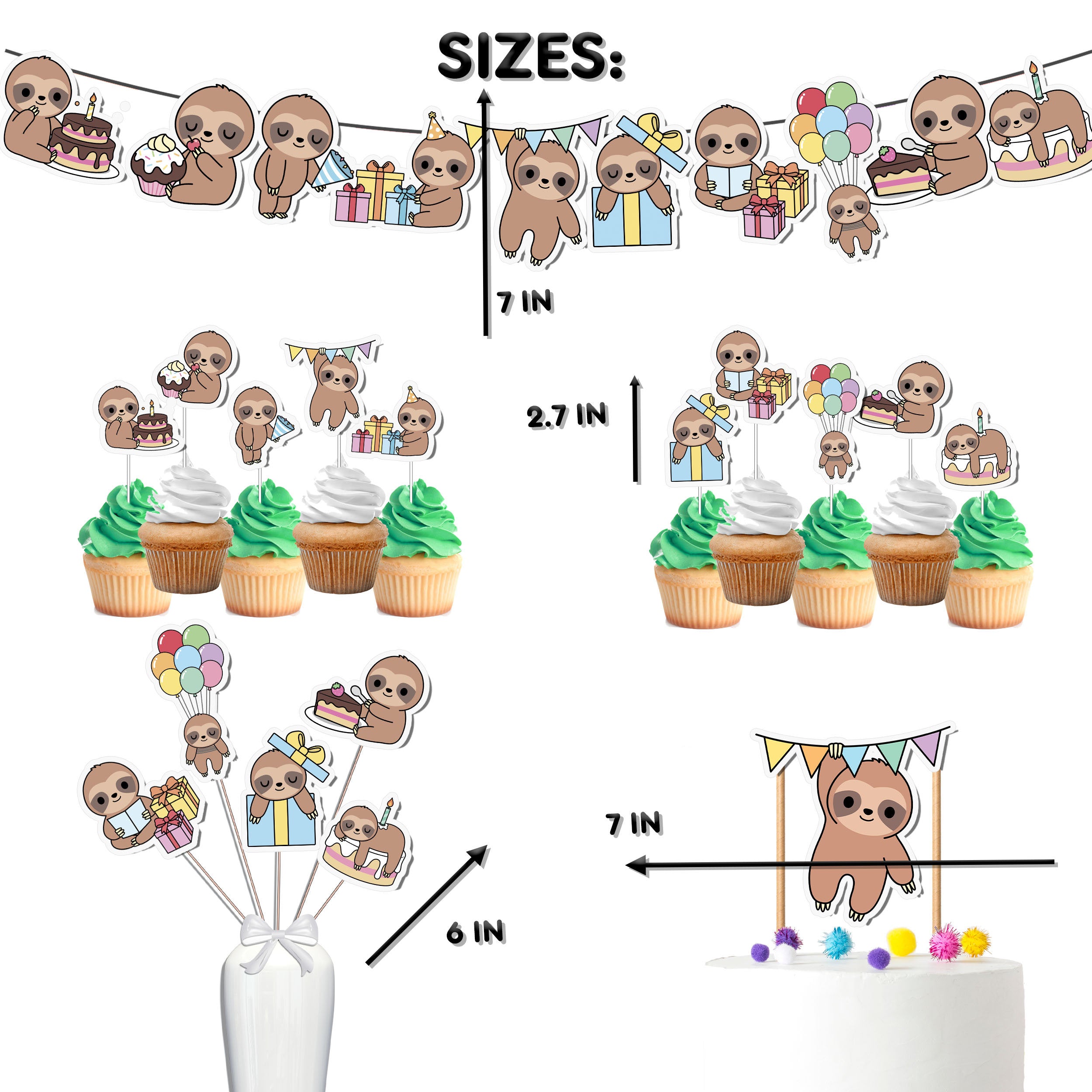 Sloth-Themed Baby Shower & Birthday Party Decoration Kit - Cute Banner ...