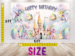 Enchanted Dragon" Happy Birthday Backdrop 5x3 FT - Magical Dragon Celebration Theme