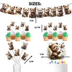 Cuddly Bear Party Decor Set - Adorable Cake Topper, Cupcake Toppers, Centerpieces & Banner - Cozy & Cute for Baby Showers & Birthdays
