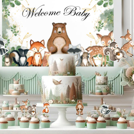 Whimsical Woodland Creatures Honeycomb Decor - 9pcs Forest Friends Party Centerpieces