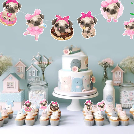 Paw-fect Pug Honeycomb Decorations - 5pcs Adorable Dog Party Centerpieces