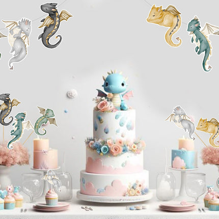 Whimsical Dragon Swirl Decorations - Set of 10 Mystical Dragon Party Swirls for Enchanted Celebrations