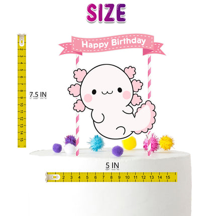 Axolotl Celebration - Cute Axolotl Cartoon Cake Topper for Birthday Parties