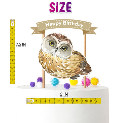 Wise Celebration - Charming Owl Cartoon Cake Topper for Birthday Parties