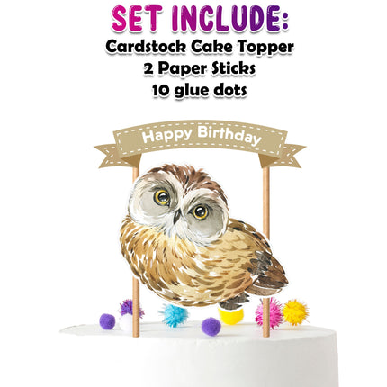 Wise Celebration - Charming Owl Cartoon Cake Topper for Birthday Parties
