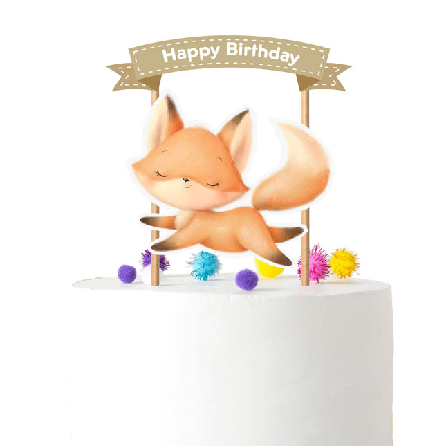 Dreamy Fox - Adorable Sleeping Fox Cake Topper for Whimsical Birthdays