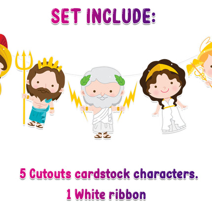 Mythical Greek Gods Cartoon Banner - Educational and Fun Decoration for Kids