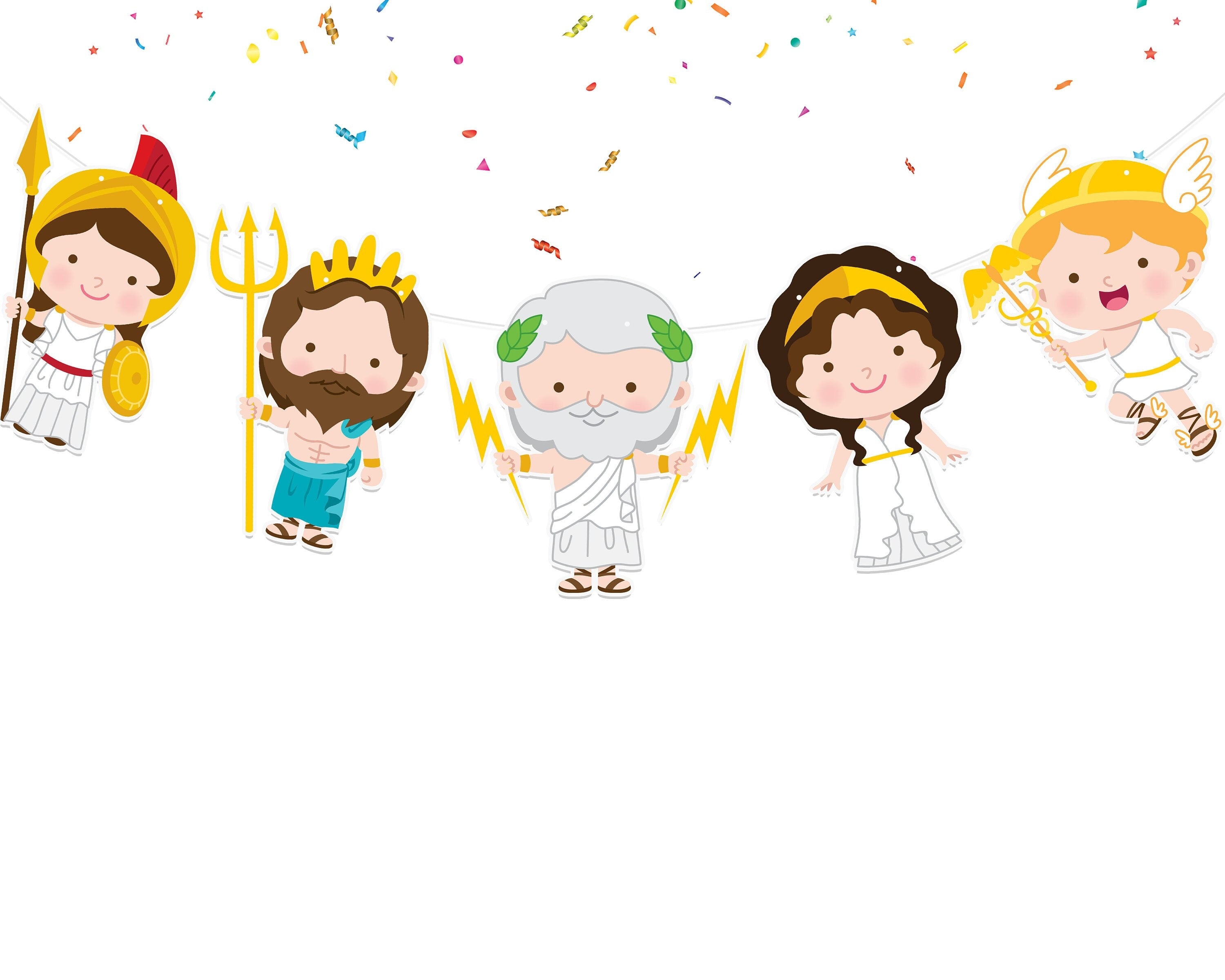 Mythical Greek Gods Cartoon Banner - Educational and Fun Decoration for Kids