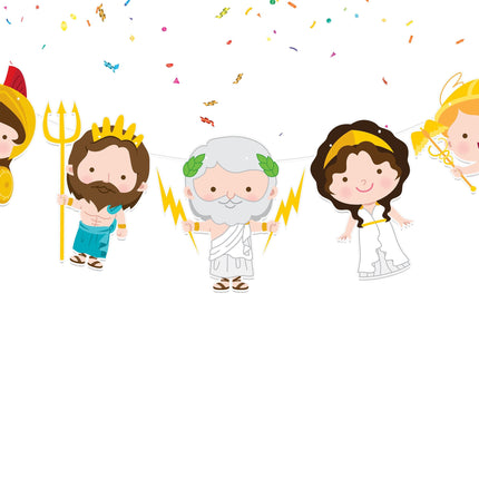 Mythical Greek Gods Cartoon Banner - Educational and Fun Decoration for Kids