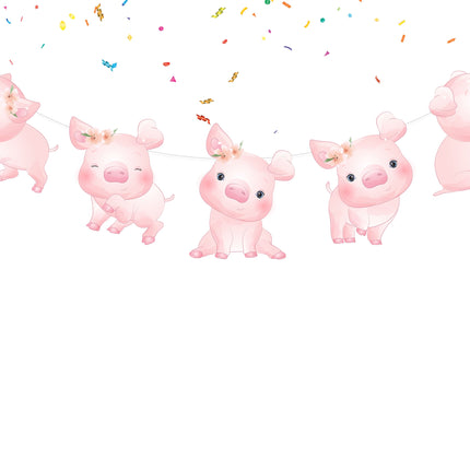Adorable Pig Farm Cartoon Banner - Perfect for Nursery Decor and Birthday Parties