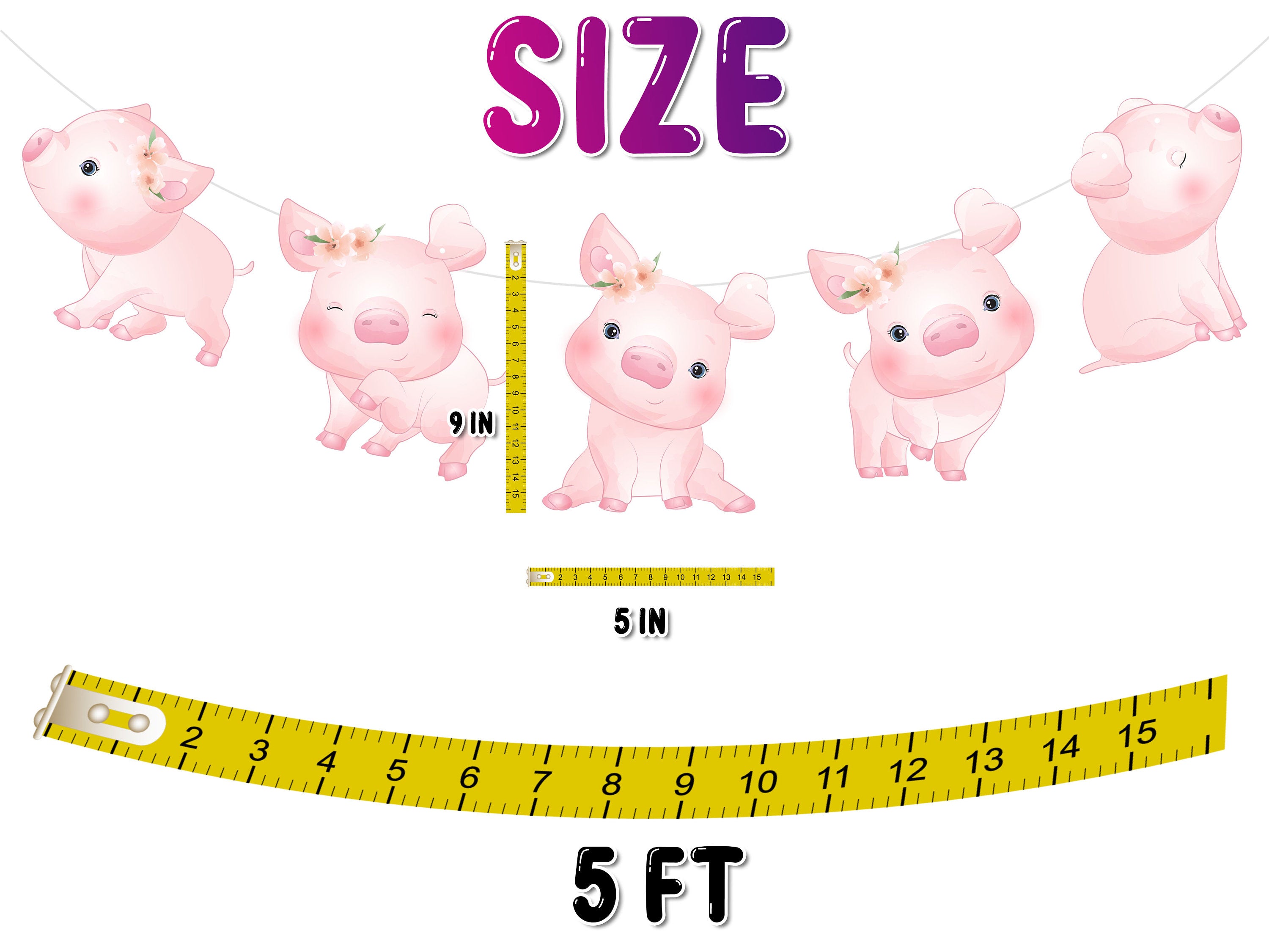 Adorable Pig Farm Cartoon Banner - Perfect for Nursery Decor and Birthday Parties