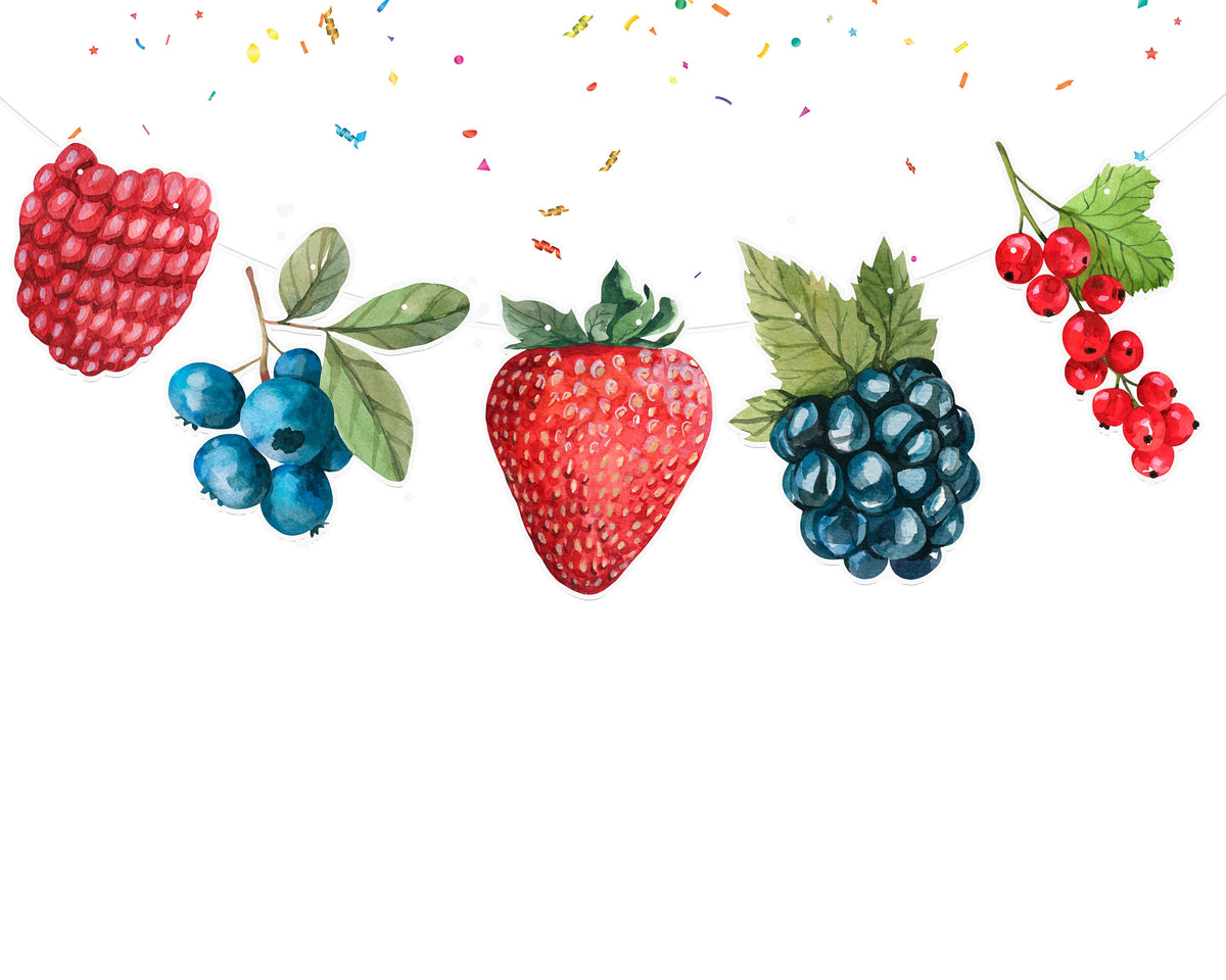 Summer Berries Watercolor Banner - Fresh and Vibrant Kitchen Decor