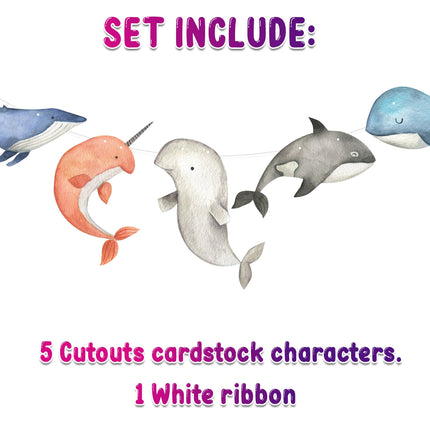 Oceanic Wonders Whale Cartoon Banner - Nautical Nursery and Playroom Decor