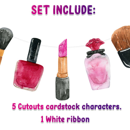 Chic Beauty Essentials Cartoon Banner - Perfect for Makeup Lovers and Beauty Spaces