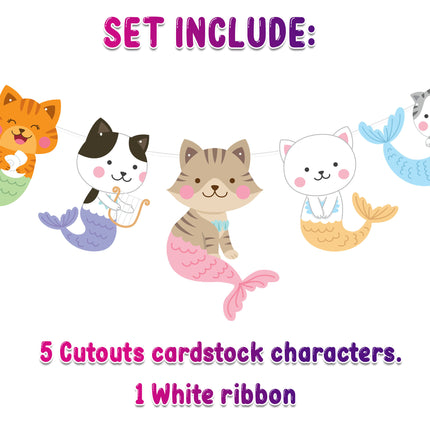 Magical Meowmaids Cartoon Banner - Enchanting Sea-Themed Decor for Kids and Cat Lovers