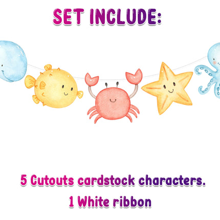 Ocean Friends Cartoon Banner - Playful Sea Creature Decor for Children's Spaces
