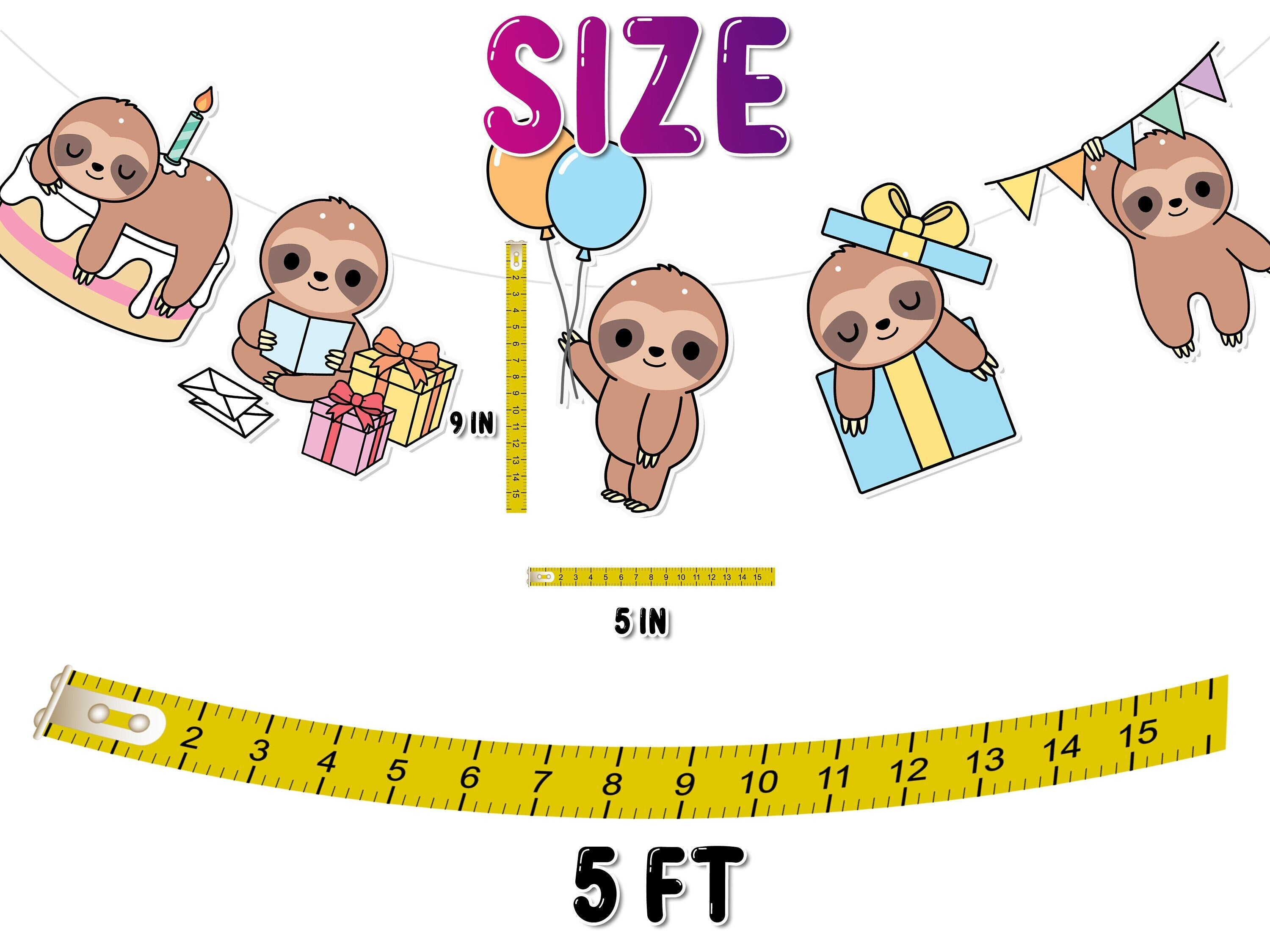 Cheerful Sloth Party Cartoon Banner - Adorable Celebration Decor for All Ages