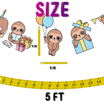 Cheerful Sloth Party Cartoon Banner - Adorable Celebration Decor for All Ages