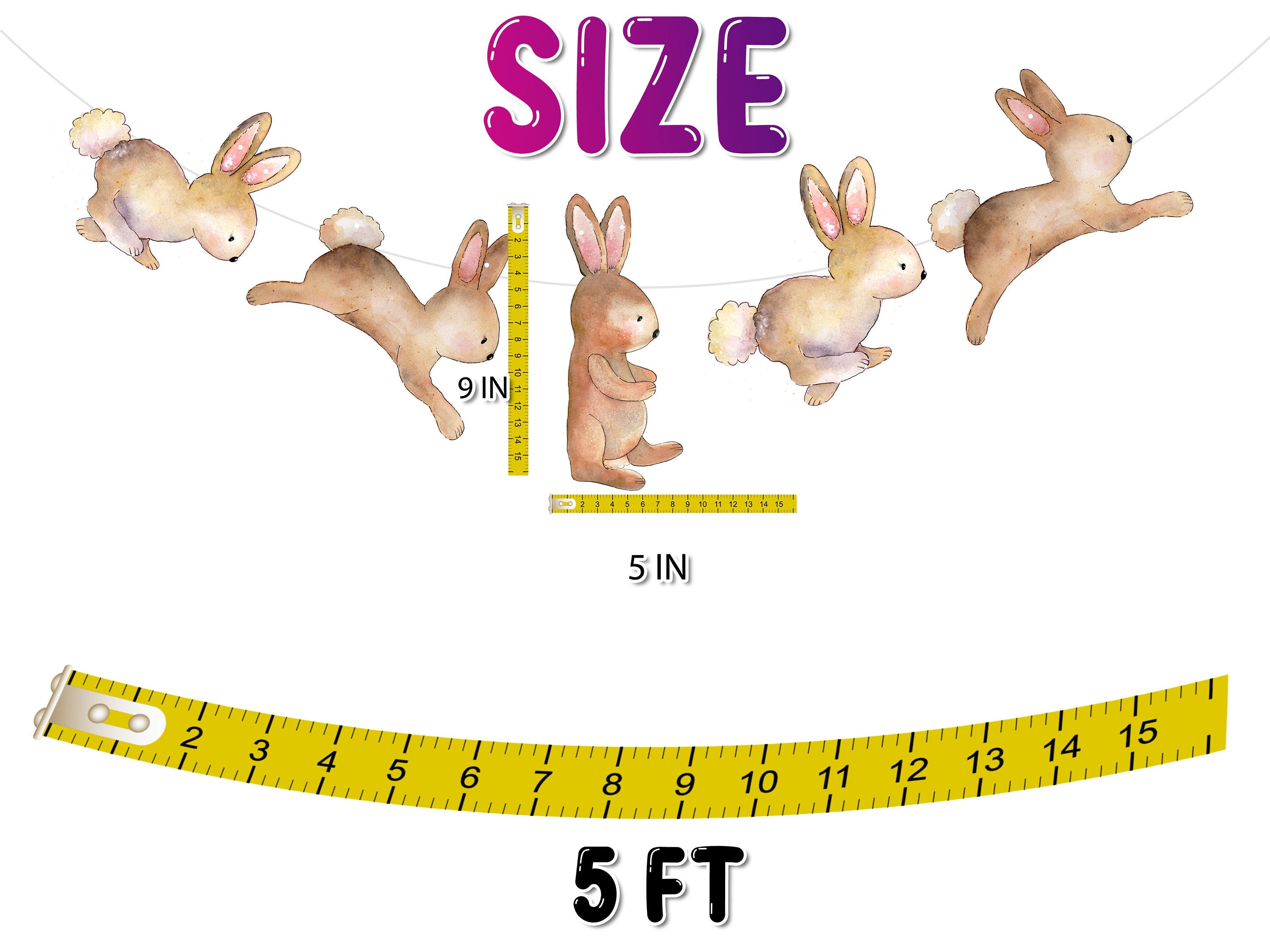 Hoppy Friends Bunny Cartoon Banner - Whimsical Rabbit Decor for Kids' Rooms