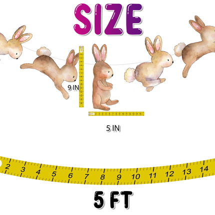 Hoppy Friends Bunny Cartoon Banner - Whimsical Rabbit Decor for Kids' Rooms