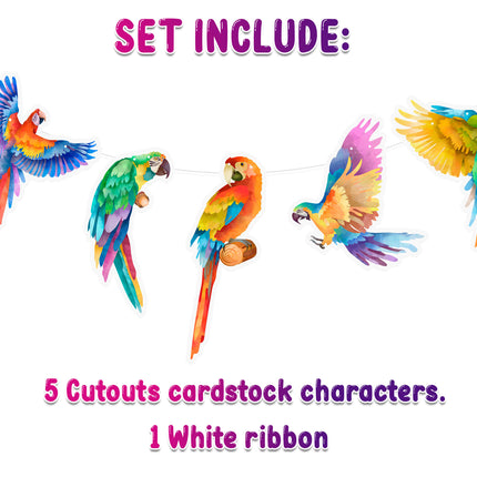 Vibrant Arara Parrot Cartoon Banner - Tropical Bird Decor for Kids' Spaces