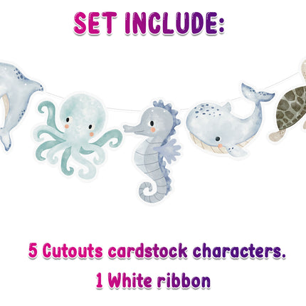 Ocean Adventure Cartoon Banner - Delightful Sea Creature Decor for Kids