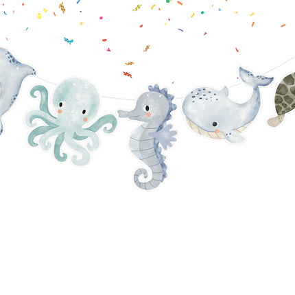 Ocean Adventure Cartoon Banner - Delightful Sea Creature Decor for Kids