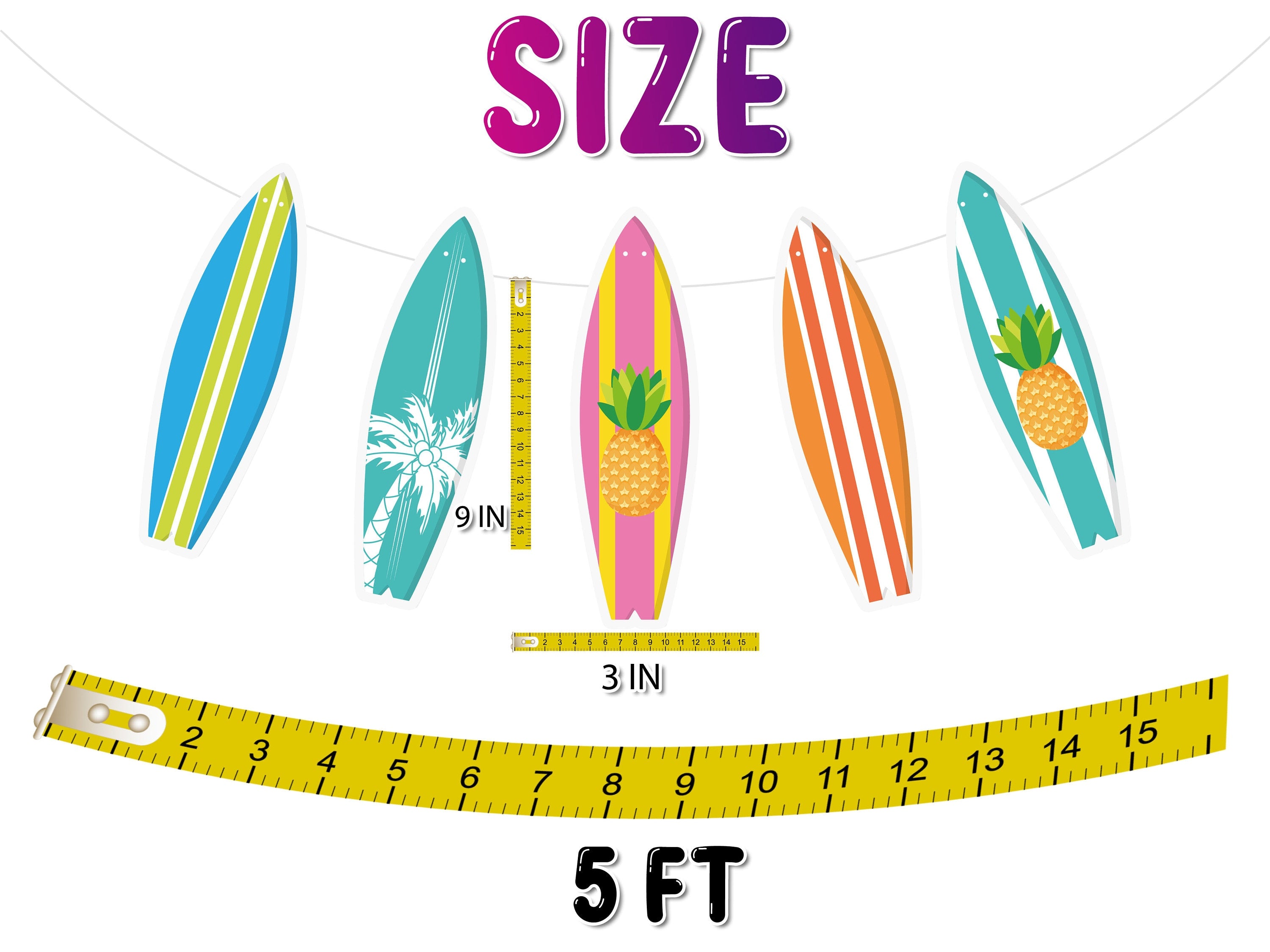 Surf's Up! Vibrant Surfboard Cartoon Banner - Beach Themed Decor