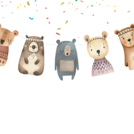Whimsical Woodland Bears Banner - Charming Forest Friends Decor for Kids