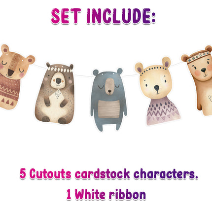 Whimsical Woodland Bears Banner - Charming Forest Friends Decor for Kids