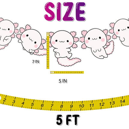 Adorable Axolotl Parade Cartoon Banner - Cute Aquatic Theme Decor