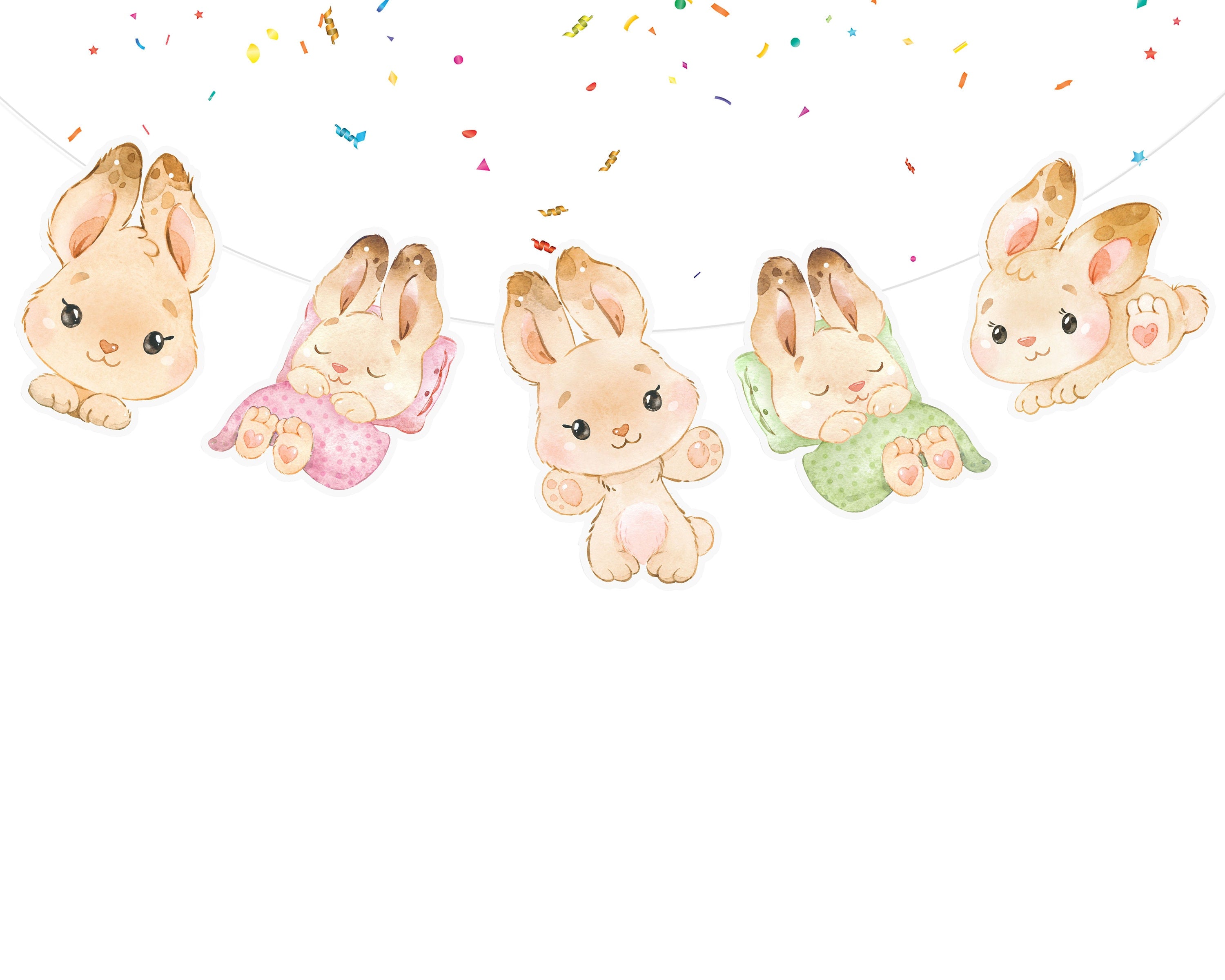 Bunny Whispers - Adorable Watercolor Bunny Banner for Nursery & Playroom Decor