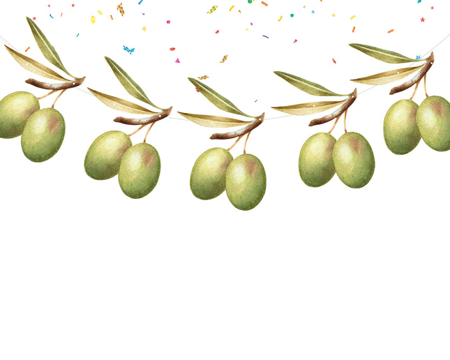 Mediterranean Whispers - Rustic Olive Branch Cartoon Banner