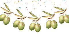 Mediterranean Whispers - Rustic Olive Branch Cartoon Banner