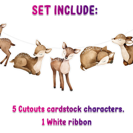 Whispering Fawns - Charming Deer Cartoon Banner for Nursery and Home Decor
