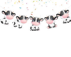 Moo-tiful Moments" - Adorable Cow Cartoon Banner for Kids' Rooms and Parties