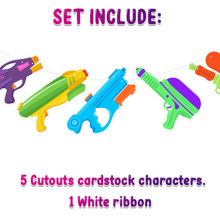 Super Soaker Squad - Colorful Water Gun Cartoon Banner for Summer Parties