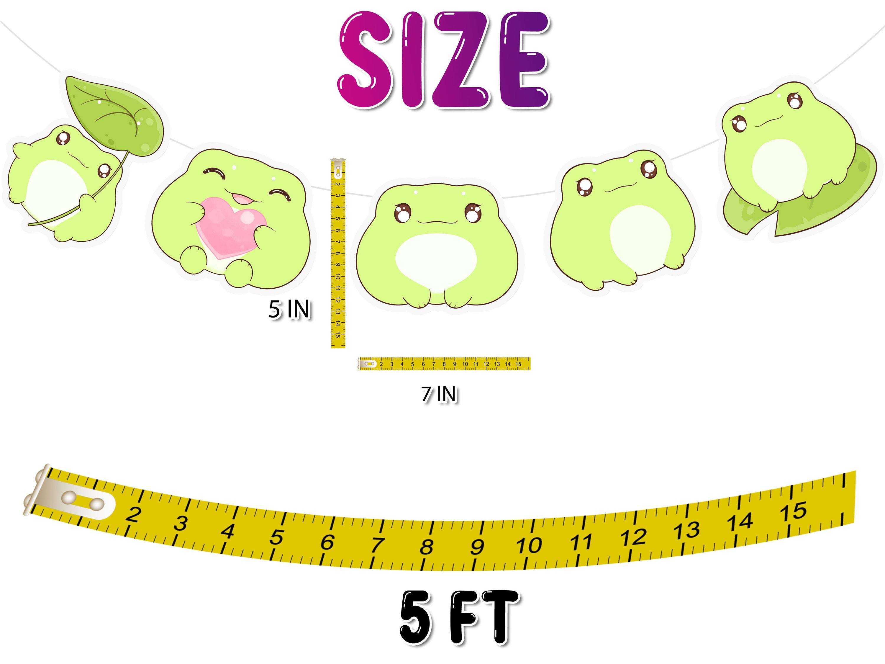 Adorable Kawaii Frog Cartoon Banner for Whimsical Parties and Playful Decor