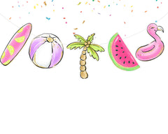 Splashy Pool Party Cartoon Banner for Summertime Fun and Tropical Celebrations