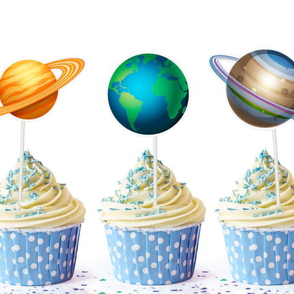 Cosmic Solar System Cupcake Toppers - Explore the Galaxy at Your Table