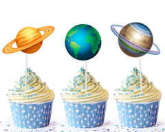 Cosmic Solar System Cupcake Toppers - Explore the Galaxy at Your Table