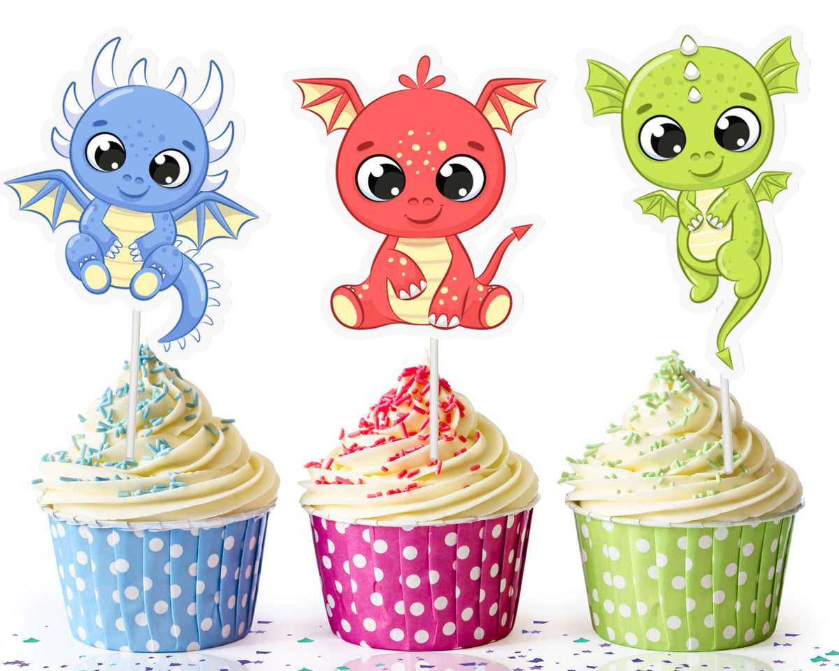 Whimsical Dragon Cupcake Toppers - Fantastical Fun for Every Party