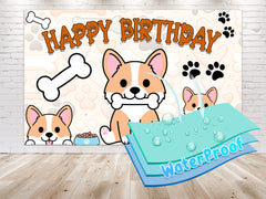 Adorable Corgi Birthday Backdrop 5x3 FT - Perfect Party Decoration for Dog Lovers